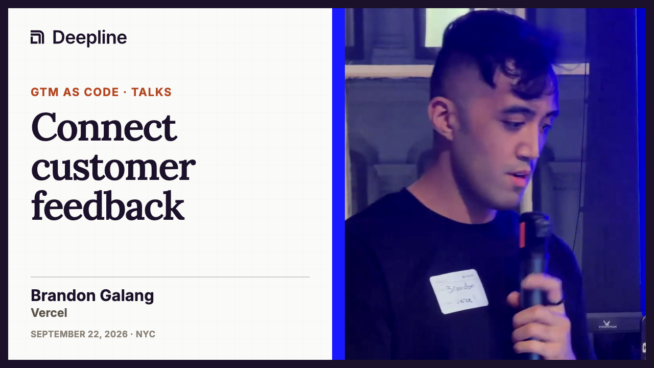 Brandon Galang speaking at GTM as Code NYC.